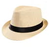 Berets unisex kobiety mężczyźni moda lato swobodna modna plaża słomy panama jazz hat cowboy fedora czapka