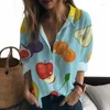 여성용 블라우스 패션 트렌드 셔츠 과일 3D 인쇄 캐주얼 독특한 스타일 여름