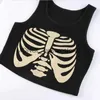 Women's Tanks Camis Summer Tops Women Punk Vintage Cosmic Skeleton printing Tank Black Goth Clothes Harajuku O-neck Short Sleeve Crop Top T ShirtH24125