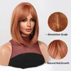 Cosplay cheveux orange courte droite Bob perruque synthétique avec frange adapté aux fêtes de femmes Halloween perruque naturelle fibre haute température 230125