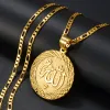 Allah Pendant Necklaces Chain for Women Men Middle East Arab Jewelry 14k Yellow Gold Muslim Islamic