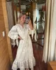Robes décontractées Femmes élégantes maille pure manches longues taille haute a-ligne robe en dentelle dame sexy col en V à lacets fête de mariage vert 2024