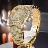 Wristwatches Hip Hop Iced Out Watch For Men Luxury Fully Bling Diamonds Mens Watches Quartz Wristwatch Waterproof Montre Homme Luxe Diamant