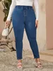 Plus Size Jeans for Women High Waist Stretchy Jean Pencil Full Length Elastic Skinny Lady Curvy 200kgs Mom 240119