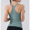 Lu-44 Haut de yoga pour femmes, débardeur court sans manches avec soutien-gorge rembourré, coupe cintrée, gilet d'entraînement, de course, de Sport athlétique, solide, exercice de Fitness Gy 34