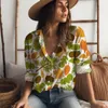Damskie bluzki elegancka moda nadrukowana 3D wiosenna jesień wysokiej jakości luźne, swobodny wakacyjny guzik wakacyjny