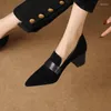 Scarpe eleganti più taglia 41 pompe da donna con la punta di piedi tacchi alti oxford cucire slittamento in pelle scamosciata in pedaggio su grosso 1736c