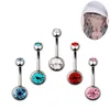 Pierścienie Bell Bell Pierścienie G23 Titanium Belly Button Piecing 14G CZ Pink Pins Pierścień Zakrzywiony pierścień sztangi nombril ombligo seksowna biżuteria do ciała dla kobiet YQ240125