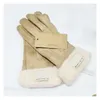 Fünf Fingerhandschuhe Winter Frauen Lederhandschuhe Matt Pelz Fäustlinge Pu Fünf Finger 4 Farben mit Tag Großhandel Drop Lieferung Mode Acc Dh7Ue