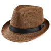 Berets unisex kobiety mężczyźni moda lato swobodna modna plaża słomy panama jazz hat cowboy fedora czapka