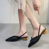 Summer Fashion Sandals 2024 and Autumn Pointed Toe Low Heel Baotou Pure Color Women's 887 2838