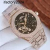 Ap Watch Diamond Moissanite Iced Out puede pasar la prueba lleno de diamantes Mecánico hecho a mano para hombre 41 mm con acero tachonado de diamantes 904l Zafiro Reloj de pulsera hueco