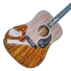 Molde d45 de 41 polegadas, guitarra acústica de abalone real em madeira koa-preta