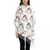 Écharpes japonaises menton mignon chien illustration écharpe femmes hiver chaud pashmina châles envelopper dessin animé long grand gland léger