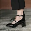 Zapatos de vestir Calzado de verano para mujer Zapatos de tacón para mujer 2023 Estilo japonés Lolita Mary Jane Novia roja Punta cuadrada Tacones altos Gótico 39