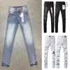 Lila Herren-Jeans, Designer-Jeans, zerrissen, gerade, normal, lang, schwarz, mit Reißverschluss, mittleres Loch, für Herren und Damen Z9AF