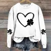 Women's T Shirts Love Print Round Neck Long Sleeve Top Christmas Hoodie Women High Low Tops Cotton