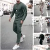 Survêtements pour hommes Hommes Hommes Pantalons de loisirs Ensemble T-shirt à manches longues Couleur unie Sportswear Marque Vêtements 2 pièces Ensembles Drop Delivery App Dhcap