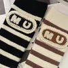 Women Socks Laides 1 Pairs Vintage Striped Cotton Designer Breathable Tube Sock