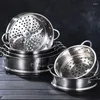 Dubbla pannor 1 st mat ångande nätfack 304 rostfritt stål dräneringskorg med öron multifunktion hållbar ångare kök matlagningsverktyg