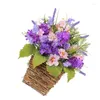 Decorative Flowers Elegant Basket With Beautiful Blooms Artificial Wreath Handmade Artfully Floral For Home And Office Enhancement