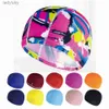 Cuffie da nuoto Multi colori Stampe Uomo Donna Tessuto Cuffia da nuoto Piscina Sport acquatici Costume da bagno Cappellino in nylon elastico Cappello Turbante per adulti UnisexL240125