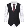 Herrenwesten Mode einreihiger Anzug für Männer Grau Schwarz High-End-männliche Weste Slim Fit formelle Business-Casual-Weste in Übergröße