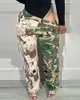 Damenhosen Frauen Camouflage Stretch Baumwolle Twill Hohe Taille Overalls Asymmetrische Mode Lässig Straße Frühling Und Sommer Unabhängig