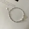 Bracelets à maillons en argent Sterling 925 pour femmes, nœuds de perles partielles, bijoux simples à la mode, cadeau d'anniversaire Y2K