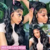 Body Wave 360 ​​Koronna peruka ludzkie włosy Pre zrzucanie przezroczystą 13x4 koronkową przednią perukę Brazylijską perukę włosów Czarne kobiety musujące 230125