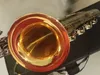 Real Photos Professional Baritone Saxophone Golden Bell Eb Black Nickel Silver Keys Musikinstrument med fall munstycke gratis