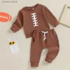 Conjuntos de roupas Lioraitiin 0-3Y Criança Bebê Meninos Futebol Outfits Manga Longa Rugby Impressão O-pescoço Suéter Calças Jogger Roupas