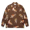 Men's T Shirts 23SS High Quality 1:1 WACKO MARIA Hawaiian Long Sleeve Shirt Men Women Full Of Tiger Print Casual Fashion