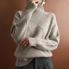 Women's Sweaters High Necked Cashmere Plain Sweater