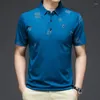 Polos Business Office Modna Moda Printing Splated Polo Shirt 2024 Casual Wygodna koszulka z krótkim rękawem Summer Męskie ubrania