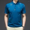 Polos masculinos negócios escritório moda impressão emendado camisa polo 2024 casual confortável manga curta camiseta verão roupas masculinas