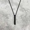 Pendant Necklaces hot classic Rectangle Pendant Necklace men Stainless Steel Black color Cuban Chain Necklace For Men Jewelry Gift YQ240124