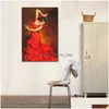 Målningar Porträttkonstfigur Oljemålningar Flamenco Spanish Dancer Handmade Abstract Woman Canvas Bild för sovrum hög kvalitet730 DHC6G