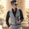 Mens Suit Vest Slim Fit V Neck Houndstooth Brown Grey SingleBreasted Waistcoat Casual Formal Business Groomman For Wedding 240119