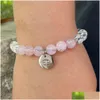 Beaded MG1528 Strand 8 mm Rose Quartz Cancer Zodiac Armband Fashion Womens Clear Gemstone Armelets Födelsedag Stone Wrist Mala Jewelr DHM2N