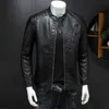 Men's Jackets Spring Autumn Men's Motorcycle Leather Jacket Stand Collar Solid White Jackets Trend Windproof Streetwear Faux Leather Outwear J240125