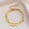 Link Bracelets Sweet Vintage Titanium Steel Heart-shaped Fairy Elegant Fashion Jewelry Double Layer Korean Style Bracelet Women