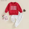 Clothing Sets Lioraitiin 0-3Y Baby Boy Valentines Day Outfit Letter Print Pullover Long Sleeve Sweatshirt Solid Pants Set