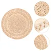 Table Mats Straw Insulation Placemat Tablecloths Handwoven Cutlery Cushion Dried Corn Husks Round Shape