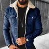 Vestes pour hommes Veste en jean épaissie hommes imitation laine d'agneau couleur unie automne hiver veste chaude en vrac confortable à la mode style de rue J240125