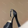 Satin Rhinestone Sandals Famous Designer Platform heels Women Shoes High Quality Clear PVC Dress shoes 14CM High Spool Heel Fashion Party Wedding 10A With box