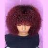 Perruque afro bouclée brésilienne de densité 250 avec frange courte simulation de cheveux humains afro crépus perruque bouclée couleur marron sans colle sans perruque de dentelle complète