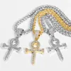 Pendentif Colliers Anka Cross Collier avec 4mm Large Corde Chaîne Bling Mode Bijoux Hommes Femmes