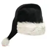 Bérets pour adultes, chapeau de père noël pour thème de noël noir, garniture en fausse fourrure, casquette de noël, décoration de fête de vacances