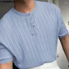 남자 T 셔츠 패션 캐주얼 스타일 탑 incerun 2024 질감 줄무늬 티셔츠 스트리트웨어 O- 넥 긴 슬리브 카미 세타 S-5XL